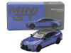 BMW M4 Competition Portimao Blue Metallic with Carbon Top Limited Edition 1/64 Diecast Model Car Mini GT MGT00845