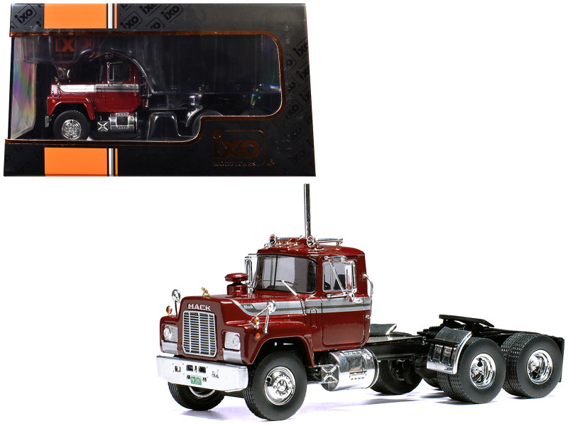 1966 Mack R Series Truck Tractor Dark Red Metallic with Silver Stripes 1/43 Diecast Model IXO Models TR21222