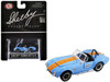 Shelby Cobra 427 S C #45 Light Blue with Orange Stripes Shelby Collectibles Series 1/64 Diecast Model Car ACME SC-705-45