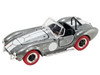 Shelby Cobra 427 S C Raw Metal with White Stripes and Red Tires Shelby Collectibles Series 1/64 Diecast Model Car ACME SC-705-M