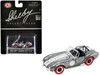 Shelby Cobra 427 S C Raw Metal with White Stripes and Red Tires Shelby Collectibles Series 1/64 Diecast Model Car ACME SC-705-M