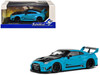 2019 Nissan GT R R35 LB Silhouette Works RHD Right Hand Drive Miami Blue with Black Hood and Top 1/43 Diecast Model Car Solido S4311209