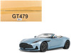 2023 Aston Martin DB12 Volante Caribbean Blue Pearl with White Interior 1/18 Model Car GT Spirit GT479