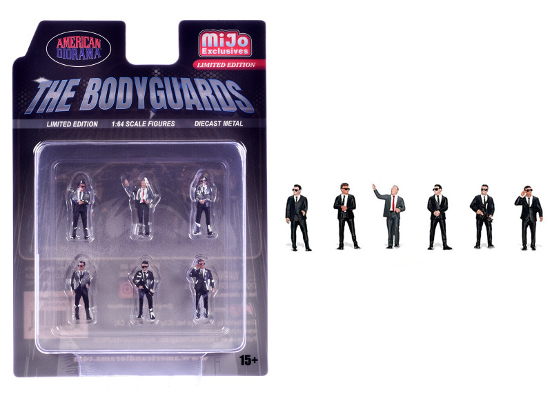 The Bodyguards 6 piece Diecast Figure Set Limited Edition for 1/64 Scale Models American Diorama AD-2421MJ