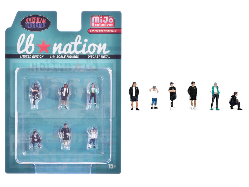 Liberty Walk LB Nation 6 piece Diecast Figure Set Limited Edition for 1/64 Scale Models American Diorama AD-2422MJ