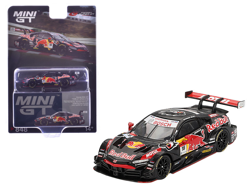 Honda NSX GT TYPE S GT500 #16 Ukyo Sasahara Toshiki Oyu Team Red Bull Mugen Super GT Series 2022 Limited Edition 1/64 Diecast Model Car Mini GT MGT00848