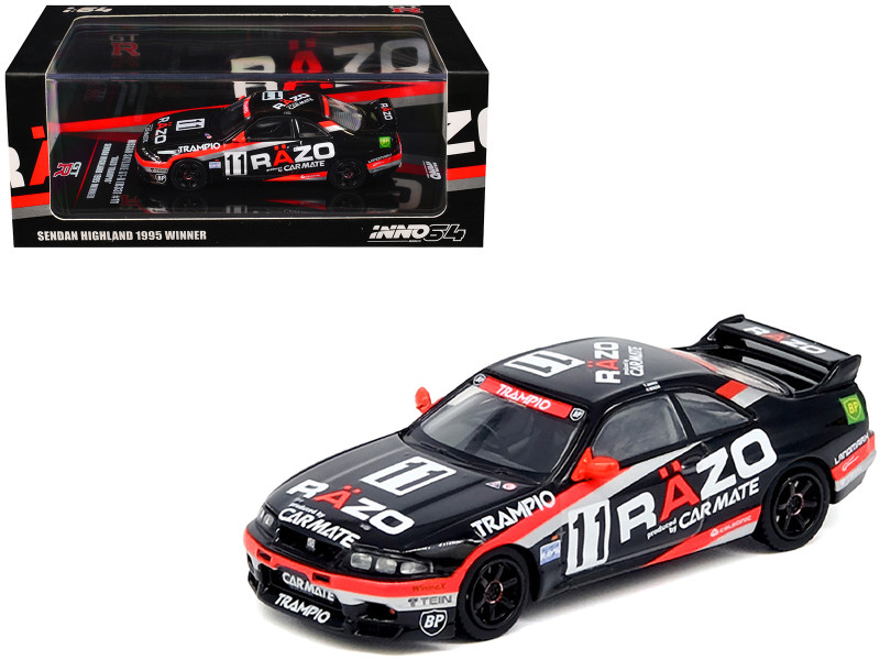 Nissan Skyline GT R R33 RHD Right Hand Drive #11 Razo Trampio N1 Super Endurance Series Sedan Highland 1995 1/64 Diecast Model Car Inno Models IN64-R33R-RAZO