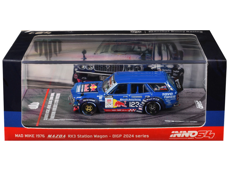 1976 Mazda RX3 Station Wagon RHD Right Hand Drive #12 Mad Mike Whiddett D1 Grand Prix 2024 1/64 Diecast Model Car Inno Models IN64-RX3P-D1GP24
