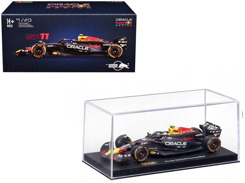 Red Bull Racing RB20 #11 Sergio Perez Oracle Formula One F1 World Championship 2024 with Driver Figure and Display Case "Race" Series 1/43 Diecast Model Car Bburago 38098SP