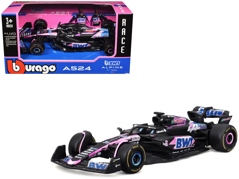 Alpine A524 #31 Esteban Ocon BWT Formula One F1 World Championship 2024 Race Series 1/43 Diecast Model Car Bburago 38219EO