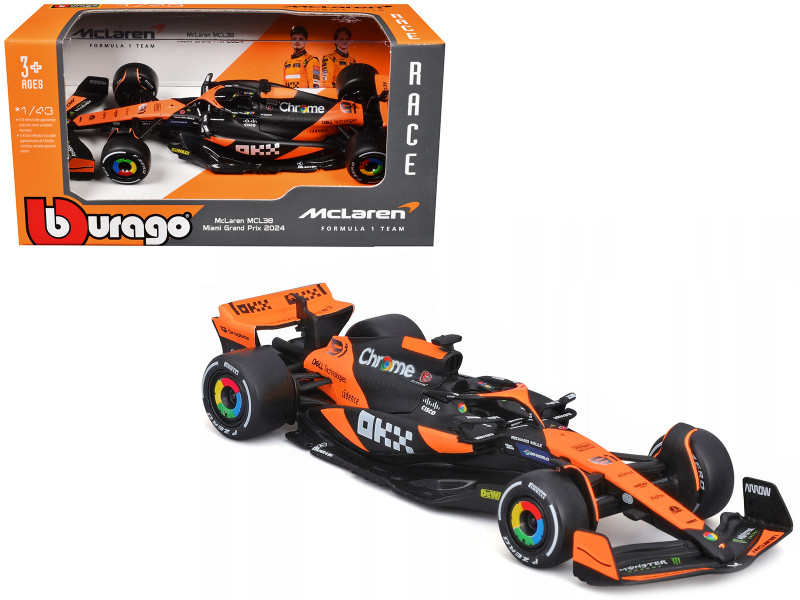 McLaren MCL38 #81 Oscar Piastri OKX Formula One F1 Miami GP 2024 Race Series 1/43 Diecast Model Car Bburago 38214OP