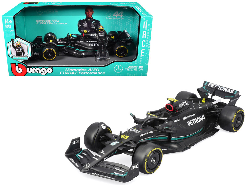 Mercedes AMG F1 W14 E Performance #44 Lewis Hamilton Petronas Formula One F1 World Championship 2023 with Driver Figure Race Series 1/24 Diecast Model Car Bburago 28037LH