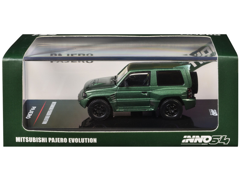 Mitsubishi Pajero Evolution RHD Right Hand Drive Satin Green Metallic 1/64 Diecast Model Car Inno Models IN64-EVOP-SGRE