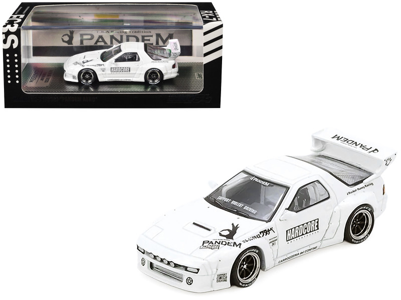 Mazda RX7 FC3S Pandem Aero Widebody Kit White with Graphics 1/64 Diecast Model Car Inno Models IN64-RX7FCP-WHI1