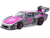 Porsche 935 K3V Bisimoto Gray Metallic with Pink Hood and Top with Tarmac Cards Hobby64 Series 1/64 Diecast Model Tarmac Works T64-079-K3V