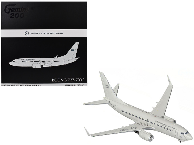 Boeing 737 700 Transport Aircraft Fuerza Aerea Argentina Air Force T 99 Gray Gemini 200 Series 1/200 Diecast Model Airplane GeminiJets G2FUA1167