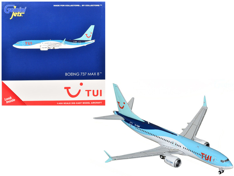 Boeing 737 MAX 8 Commercial Aircraft TUI Airways G TUMY Blue and White 1/400 Diecast Model Airplane GeminiJets GJ2324
