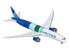 Boeing 787 9 Commercial Aircraft United Airlines The Future is SAF N24988 White and Blue with Stripes 1/400 Diecast Model Airplane GeminiJets GJ2333