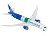 Boeing 787 9 Commercial Aircraft with Flaps Down United Airlines The Future is SAF N24988 White and Blue with Stripes 1/400 Diecast Model Airplane GeminiJets GJ2333F