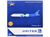 Boeing 787 9 Commercial Aircraft with Flaps Down United Airlines The Future is SAF N24988 White and Blue with Stripes 1/400 Diecast Model Airplane GeminiJets GJ2333F
