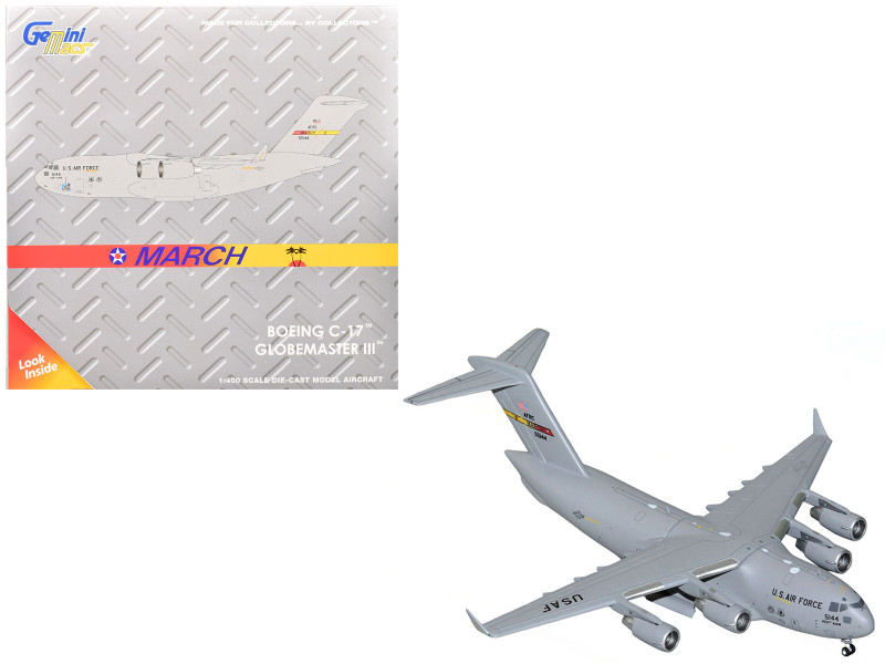 McDonnell Douglas C 17 Globemaster III Transport Aircraft 452nd AMW March ARB United States Air Force Gemini Macs Series 1/400 Diecast Model Airplane GeminiJets GM148