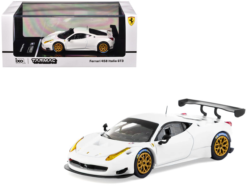 Ferrari 458 Italia GT3 White with Gold Wheels Road64 Series 1/64 Diecast Model Car Tarmac Works T64R-074-WH