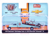 1973 Chevrolet C30 Wedge Truck Light Blue and Orange and 1978 Chevrolet Silverado 10 Bedless Truck #15 Light Blue and Orange Rusted Gulf Oil Limited Edition to 8000 pieces Worldwide 1/64 Diecast Model M2 Machines 39200-MJS07