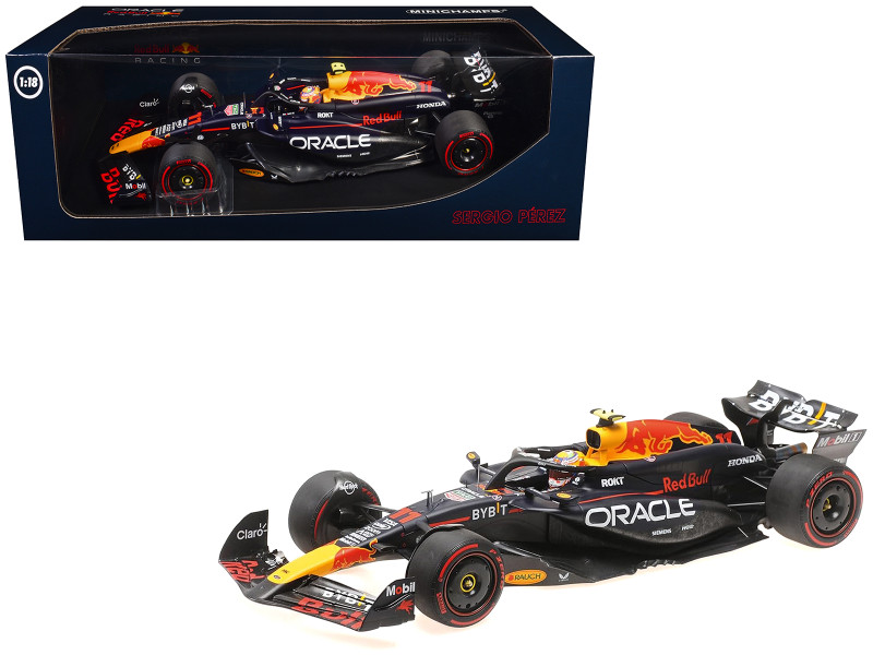 Red Bull Racing RB20 #11 Sergio Perez Oracle 2nd Place F1 Formula One Bahrain GP (2024) with Driver Limited Edition to 180 pieces Worldwide 1/18 Diecast Model Car Minichamps MC110240111