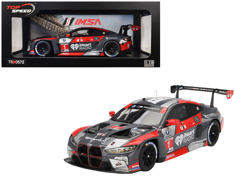 BMW M4 GT3 #1 Bryan Sellers Madison Snow Neil Verhagen Paul Miller Racing 12 Hours of Sebring 2024 1/18 Model Car Top Speed TS0572