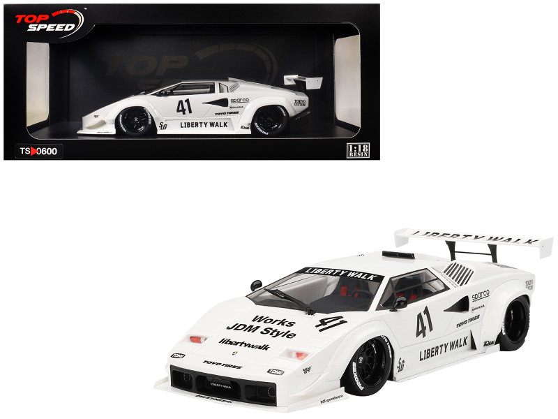 Lamborghini Countach LB WORKS #41 White 2024 Tokyo Auto Salon 1/18 Model Car Top Speed TS0600