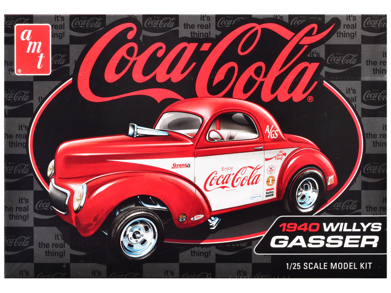 Skill 2 Model Kit 1940 Willys Coupe Coca Cola Race Team 1/25 Scale Model AMT AMT1492