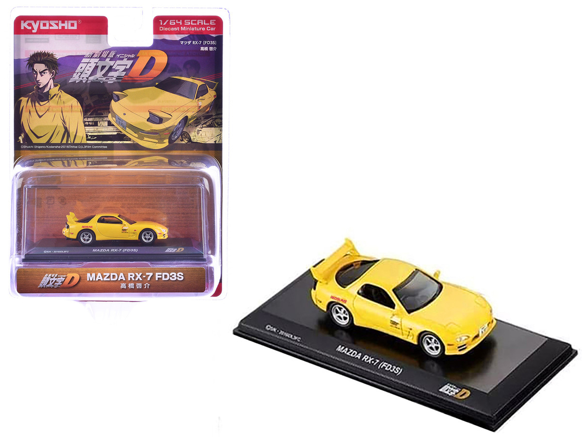 Mazda RX 7 FD3S RHD Right Hand Drive Yellow Initial D Manga 1/64