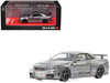 Nissan Skyline GT R Nismo BNR34 RHD Right Hand Drive Gray Metallic 1/64 Diecast Model Car Kyosho 07130LGR