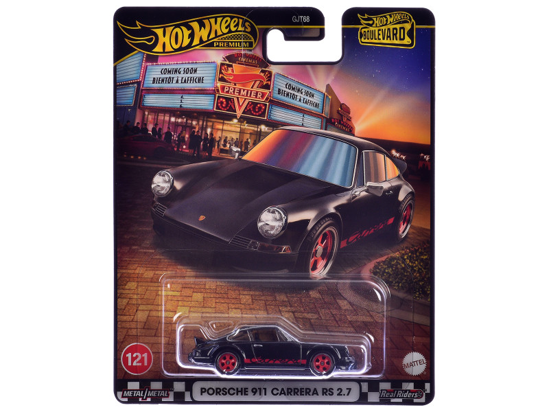 Porsche 911 Carrera RS 2 7 Black with Red Stripes Boulevard Series Diecast Model Car Hot Wheels JBL19