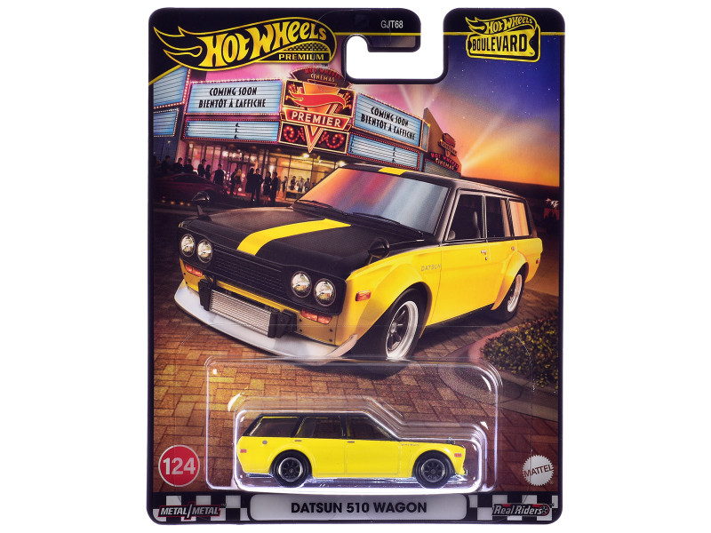 Datsun 510 Wagon Yellow and Black Boulevard Series Diecast Model Car Hot Wheels JBL21