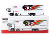 Mitsubishi Fuso Truck with Transporter Team MUGEN HRC White with Graphics Truck64 Series 1/64 Diecast Model Car Tarmac Works T64T-TL001-MU
