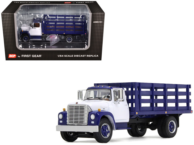 1970s International Loadstar Stake Truck White and Navy Blue 1/64 Diecast Model DCP/First Gear 60-2041