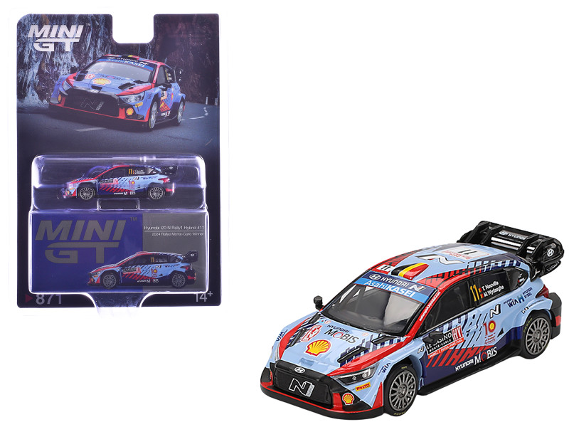 Hyundai i20 N Rally1 Hybrid #11 Thierry Neuville Martijn Wydaeghe Winner Rallye Monte Carlo 2024 Limited Edition 1/64 Diecast Model Car Mini GT MGT00871
