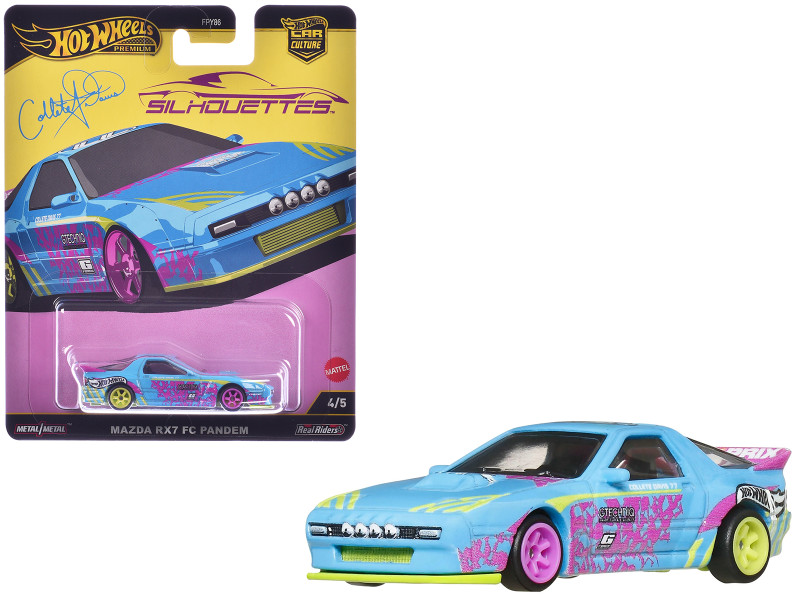 Mazda RX7 FC PANDEM Blue with Graphics Silhouettes Series Diecast Model Car Hot Wheels JBK60