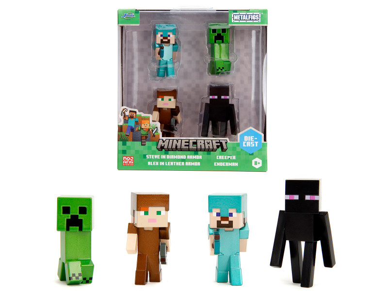 Set of 4 Diecast Figures Minecraft Video Game Wave 3 Metalfigs Series Diecast models Jada 35615