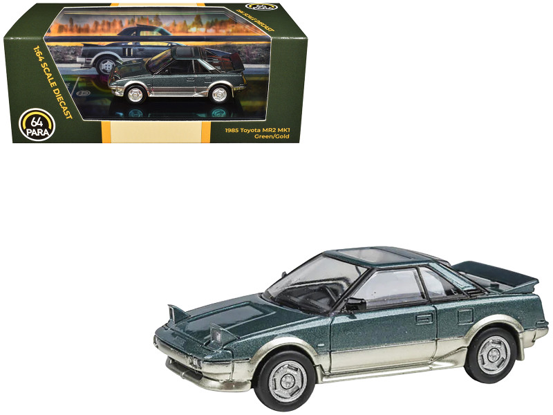 1985 Toyota MR2 MK1 Green Metallic and Gold with Sunroof 1/64 Diecast Model Car Paragon Models PA-55368