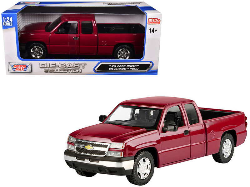 2006 Chevrolet Silverado 1500 Pickup Truck Red Metallic Die Cast Collection Series 1/25 Diecast Model Car Motormax 79393-MRD