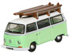 Volkswagen T2 Minibus Light Green and White with Surfboard on Roof Rack 1/148 (N) Scale Diecast Model Car Oxford Diecast NVW007