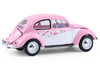 1950 Volkswagen Beetle Botanical Beetle Pink and White with Graphics Club Vee Dub Series 21 1/64 Diecast Model Car Greenlight 36120A
