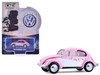 1950 Volkswagen Beetle Botanical Beetle Pink and White with Graphics Club Vee Dub Series 21 1/64 Diecast Model Car Greenlight 36120A