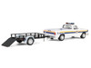 1990 Dodge Ram D250 Pickup Truck Philadelphia PA Police Department White with Stripes and Utility Trailer Hot Pursuit Hitch & Tow Series 1 1/64 Diecast Model Cars Greenlight 32315A