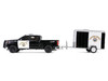 2023 Chevrolet Silverado Pickup Truck California Highway Patrol Black and White with Small Cargo Trailer Hot Pursuit Hitch & Tow Series 1 1/64 Diecast Model Cars Greenlight 32315C