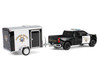 2023 Chevrolet Silverado Pickup Truck California Highway Patrol Black and White with Small Cargo Trailer Hot Pursuit Hitch & Tow Series 1 1/64 Diecast Model Cars Greenlight 32315C