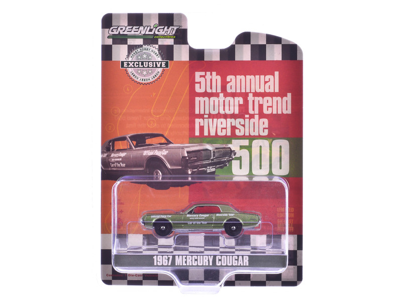 1967 Mercury Cougar Riverside 500 Official Pace Car Motor Trend Magazine Car of the Year Green Metallic Hobby Exclusive" Series 1/64 Diecast Model Car Greenlight 30393