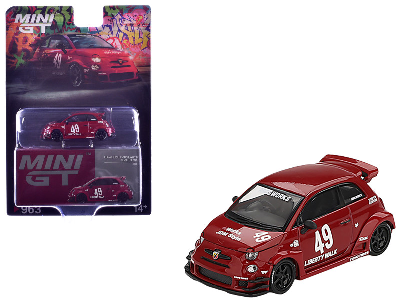 ABARTH 595 #49 LB Works x Abas Works Red Limited Edition 1/64 Diecast Model Car Mini GT MGT00963